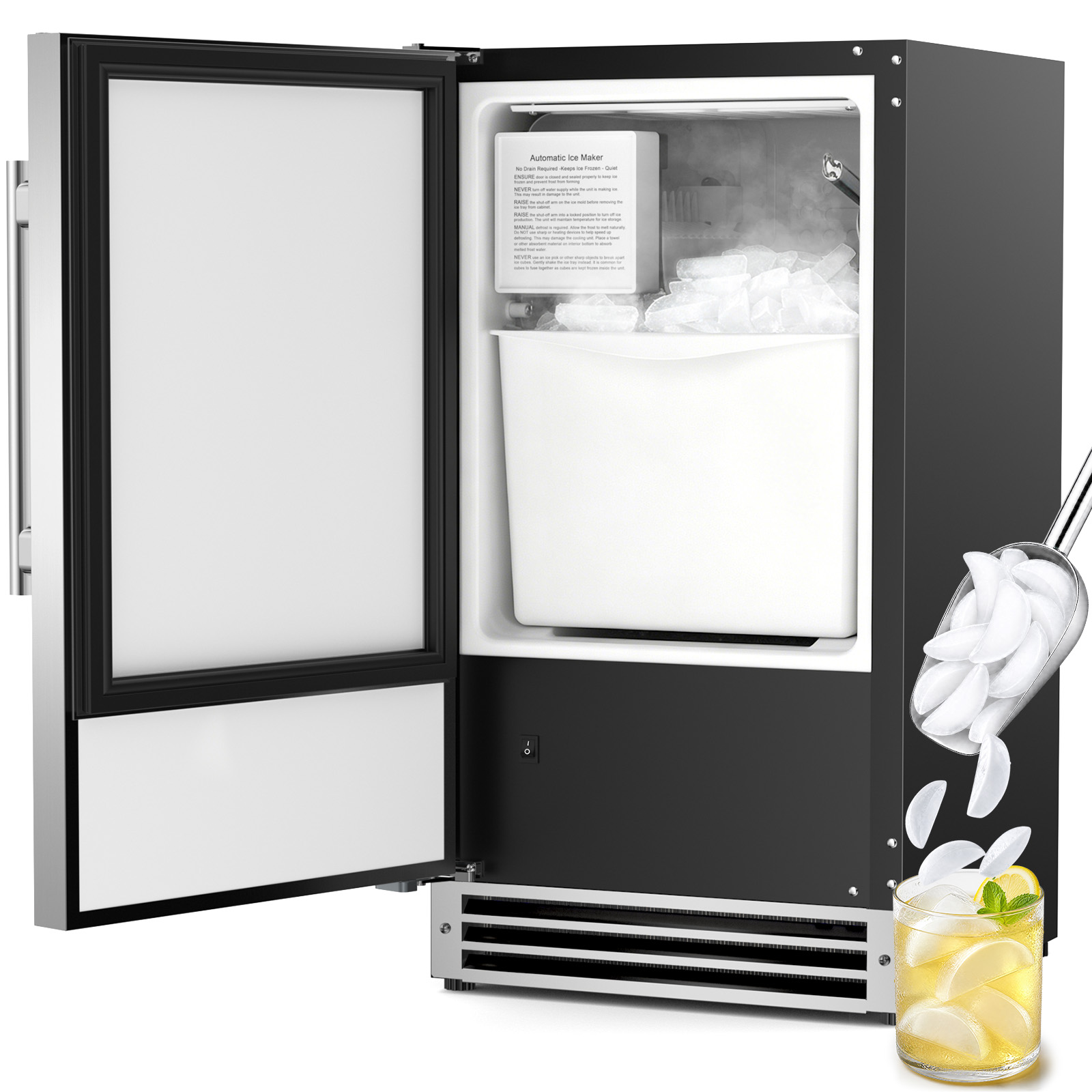 Commercial Kitchen Bin - Onderbouw-ijsmaker, halvemaanvormige ijsmachine voor commercieel gebruik,