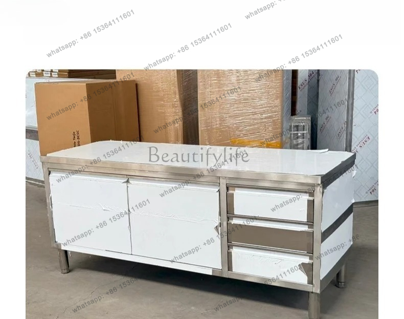 Commercial Kitchen Worktops - RVS professionele keukenwerkbladkast met schuifdeur en