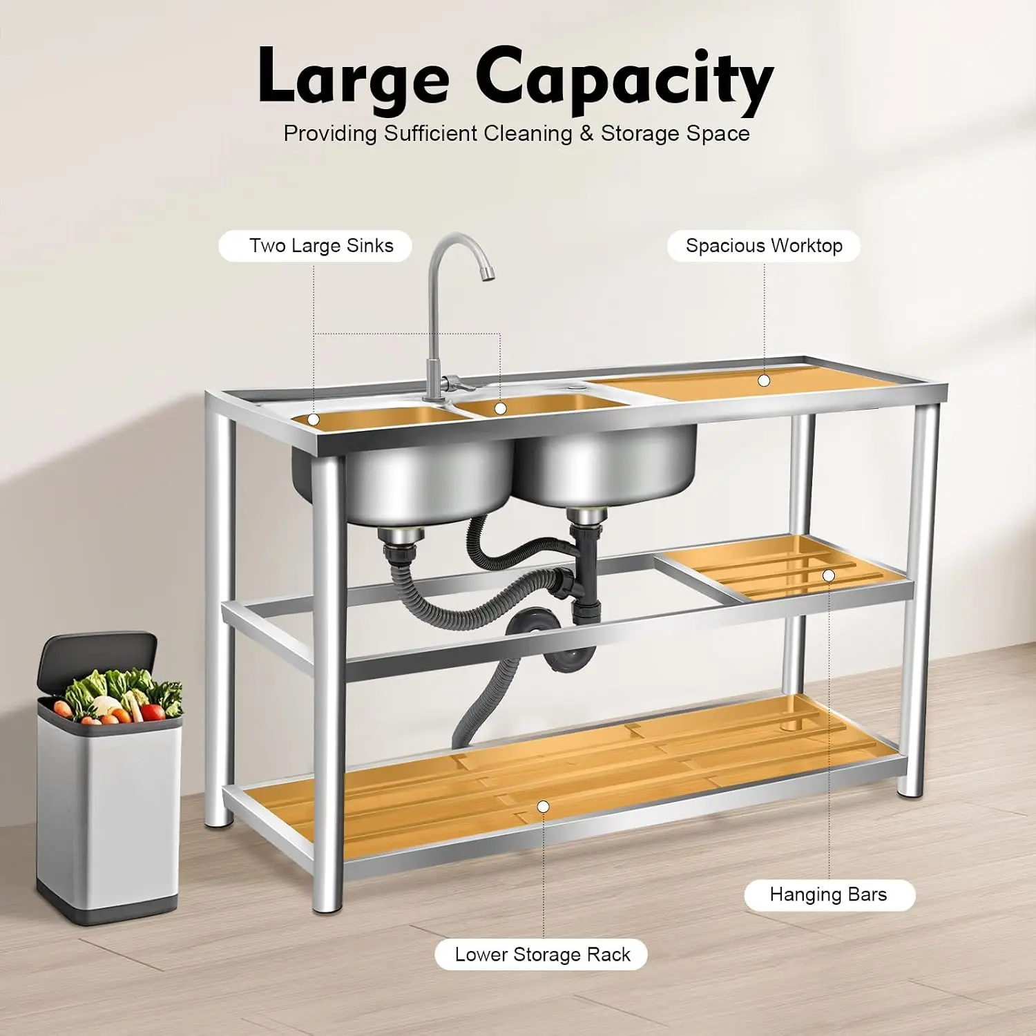 Vrijstaande voorbereidingsbak  - Commercial Kitchen Worktops recensie en prijs
